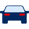 icon of a blue car with red headlights for auto insurance